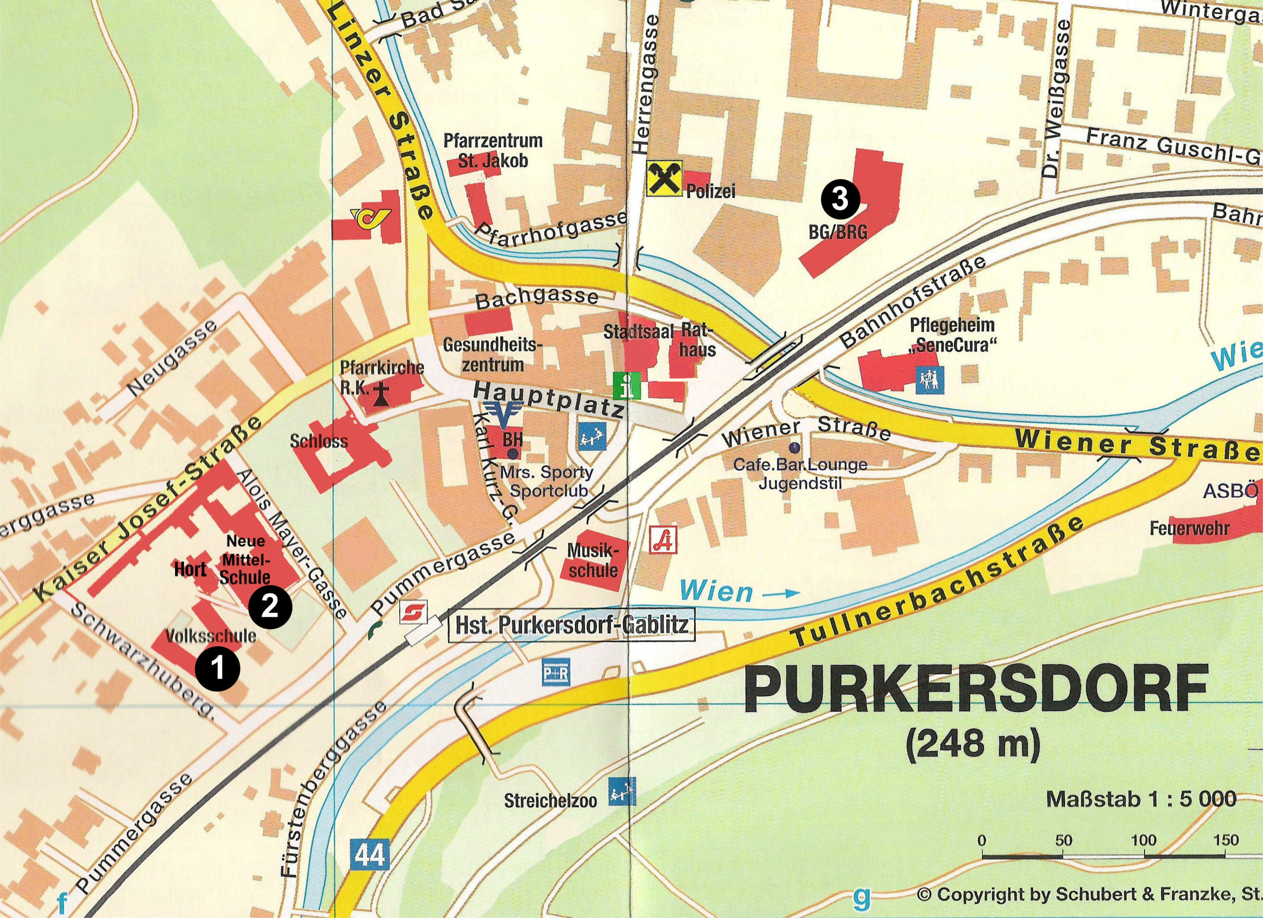 Lageplan Stadtzentrum Purkersdorf